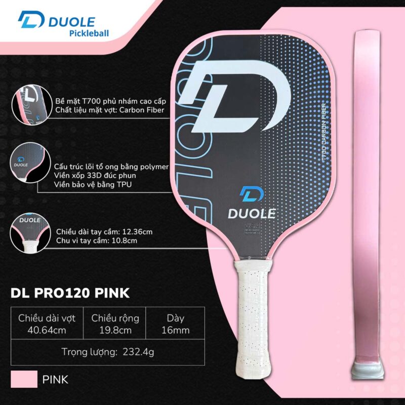 Vợt Pickleball DL PRO120 Hồng