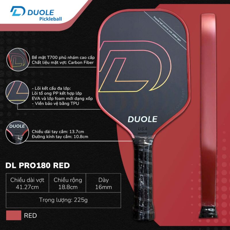 Vợt Pickleball DL PRO180 Đỏ